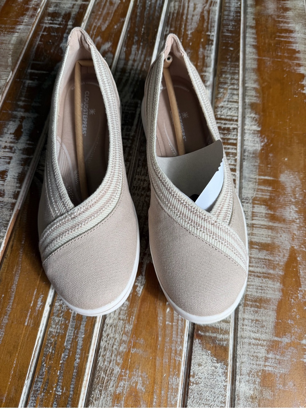 Cloudsteppers by Clarks Women's Slip-On Ballet Flat in Light Pink Beige